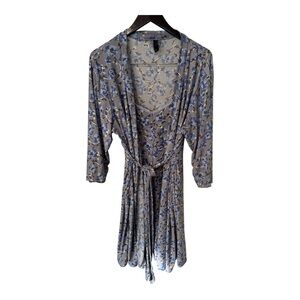 Marilyn Monroe Floral Nightgown & Robe Set Size L Blue Gray Lace Trim